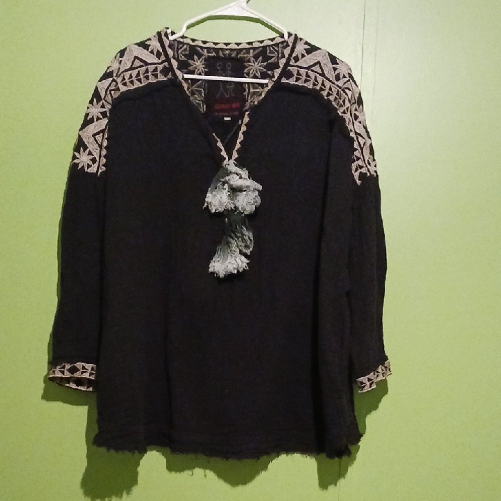 Black and Beige Embroidered Tunic